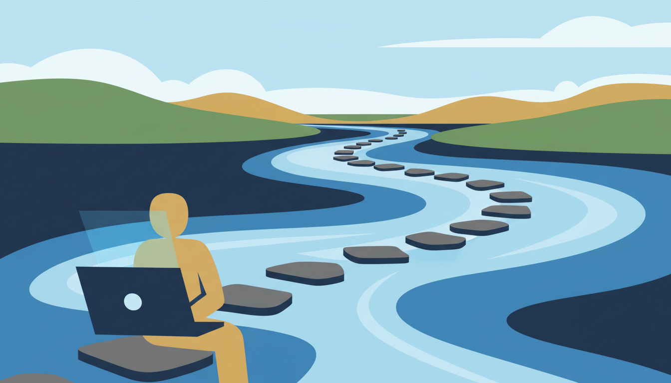 Stepping stones leading across a river